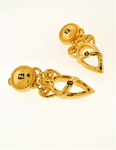 vintage fendi earrings gold|fendi prints on earrings.